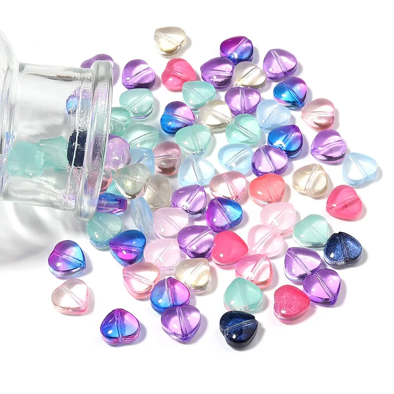 30-50pcs/lot 8/10mm Love Heart Lampwork Bead Czech Glass Loose Spacer Beads for DIY Earrings Necklace Jewelry Making Accessories