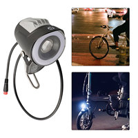 1PC 6-48V Led Headlight Electric Bicycle Scooter Waterproof Front Light With Horn Accessories E-Bike Front Light Spotlight Parts