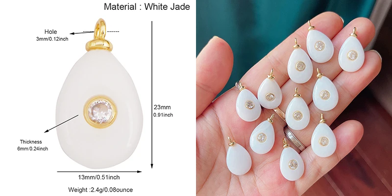 Edelstein-Charm-Anhänger aus türkisfarbenem Malachit, schwarzem Achat, rosa Quarz, 18 Karat echt vergoldeter Schmuck für die Herstellung von Halsketten, S58 – Detail 19