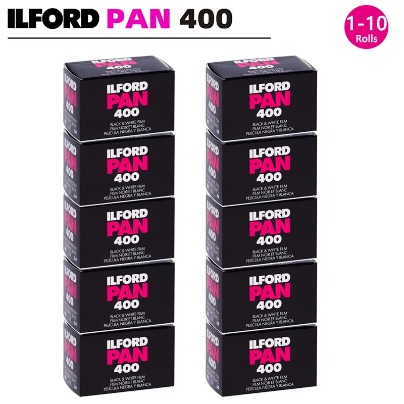 Classics 1-10 Rolls ILFORD Pan 400 Black And White Film 135 35mm B&W Negative Film 36 Exposure Film Camera（ Shelf life：2028）