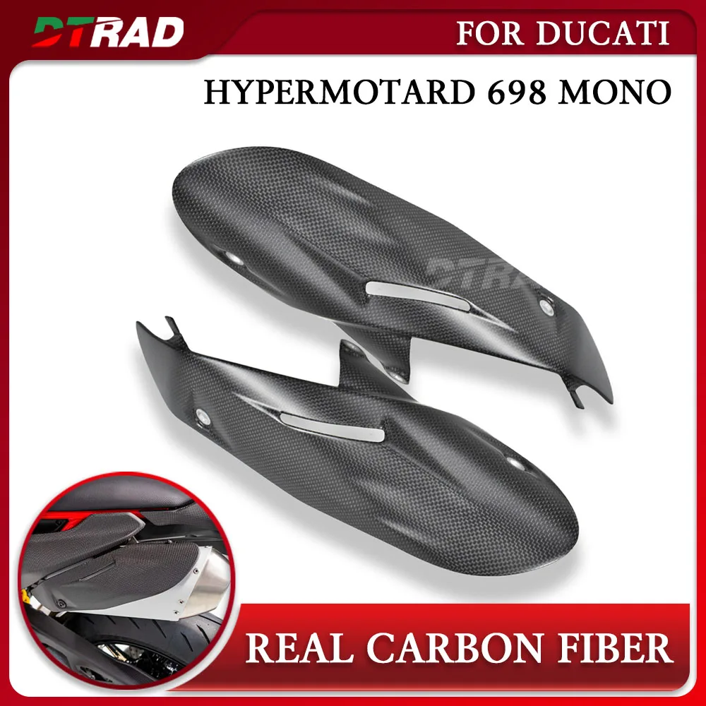 Carbon Fiber Rear Exhaust Hood Plate For DUCATI Hypermotard 698 Mono RVE 2024 2025 Heat Shield Anti-Scald Protection Accessories