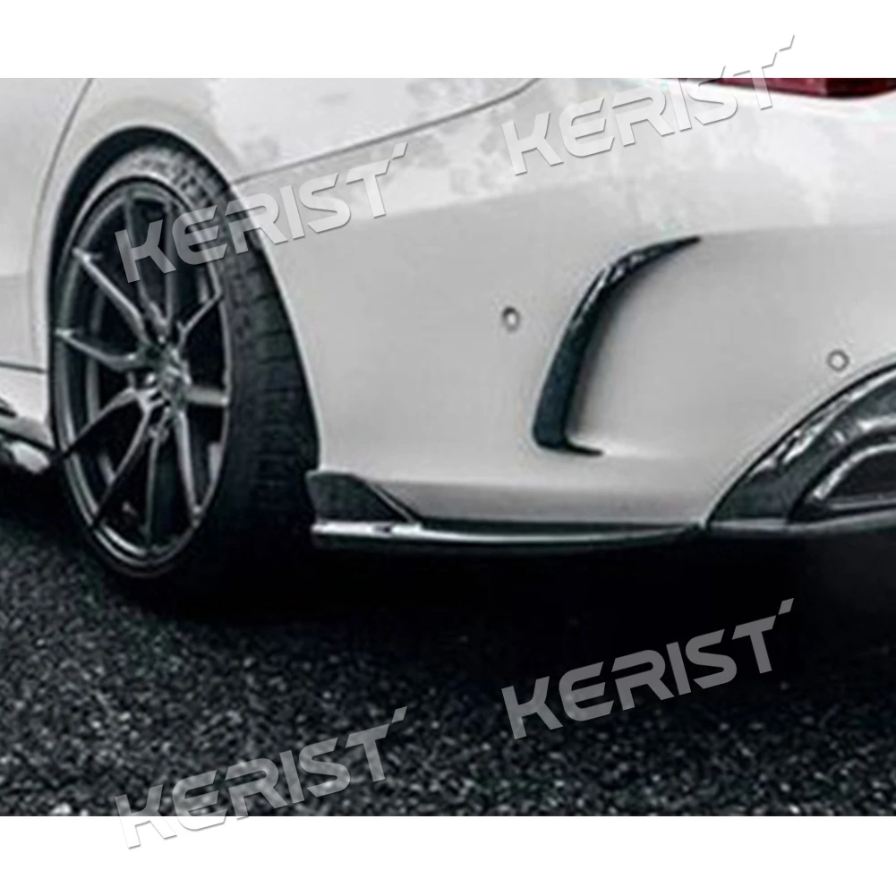 W205 AMG & C63 F Style Car Styling Real Carbon Rear Flats Side Skirts Extension Lip for Mercedes Benz W205 4 Door AMG C63