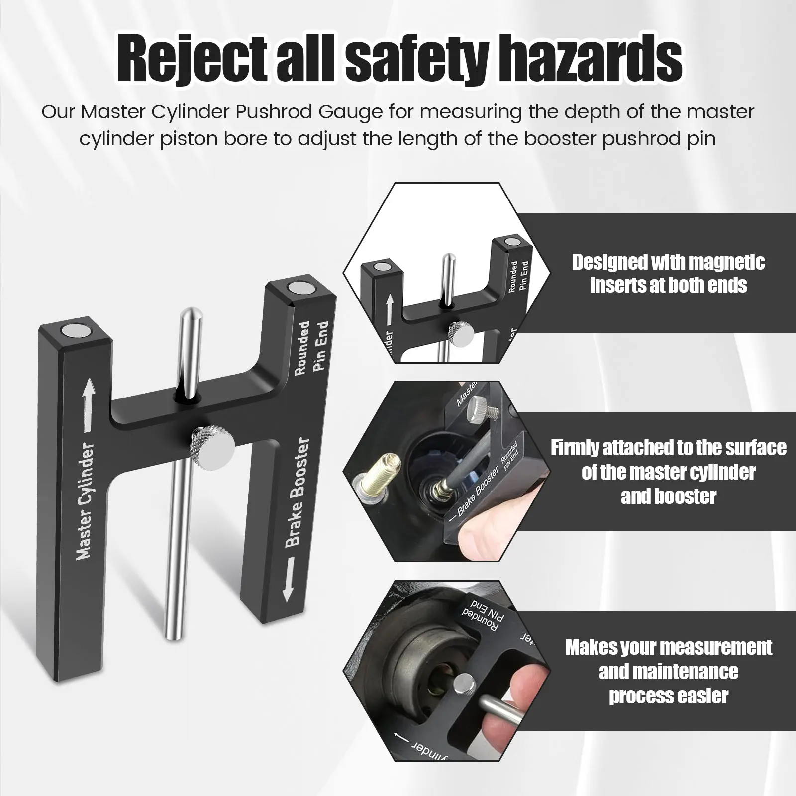 Brake Adjustment Tool Brake Booster Pushrod Tools Master Cylinder Length for Adjusting the Braking Distance of the Brake Pedal