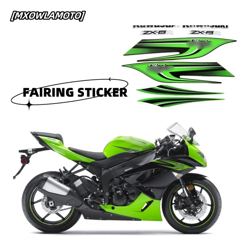 For ninja ZX-6R ZX6R 2009-2012 Motorcycle Accessories Fairing Sticker Full Vehicle Sticker Waterproof Reflective Kit green blue