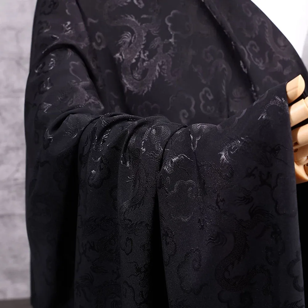 Satin Brocade Jacquard Fabric Dragon Pattern Shiny Silky for Sewing Dress Shirts Tablecloth Table Runner Wedding Decor DIY Craft