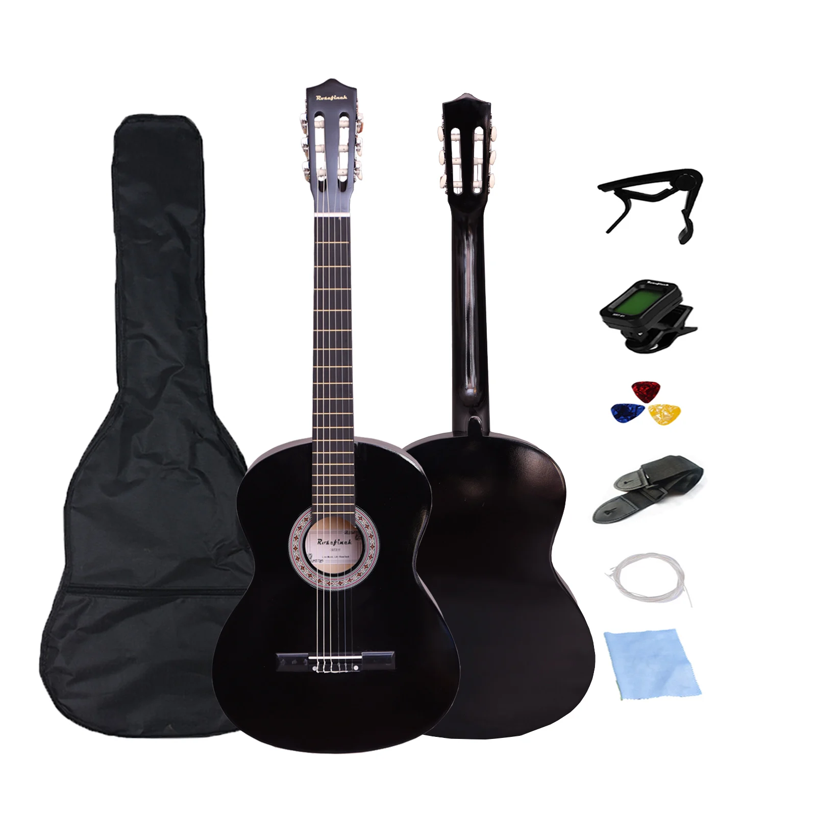 Full Pack Classical Guitar 30/39 inch Nylon String Guitar Black Wooden Guitarra For Beginners Free Bag Capo Strings Picks Tuner