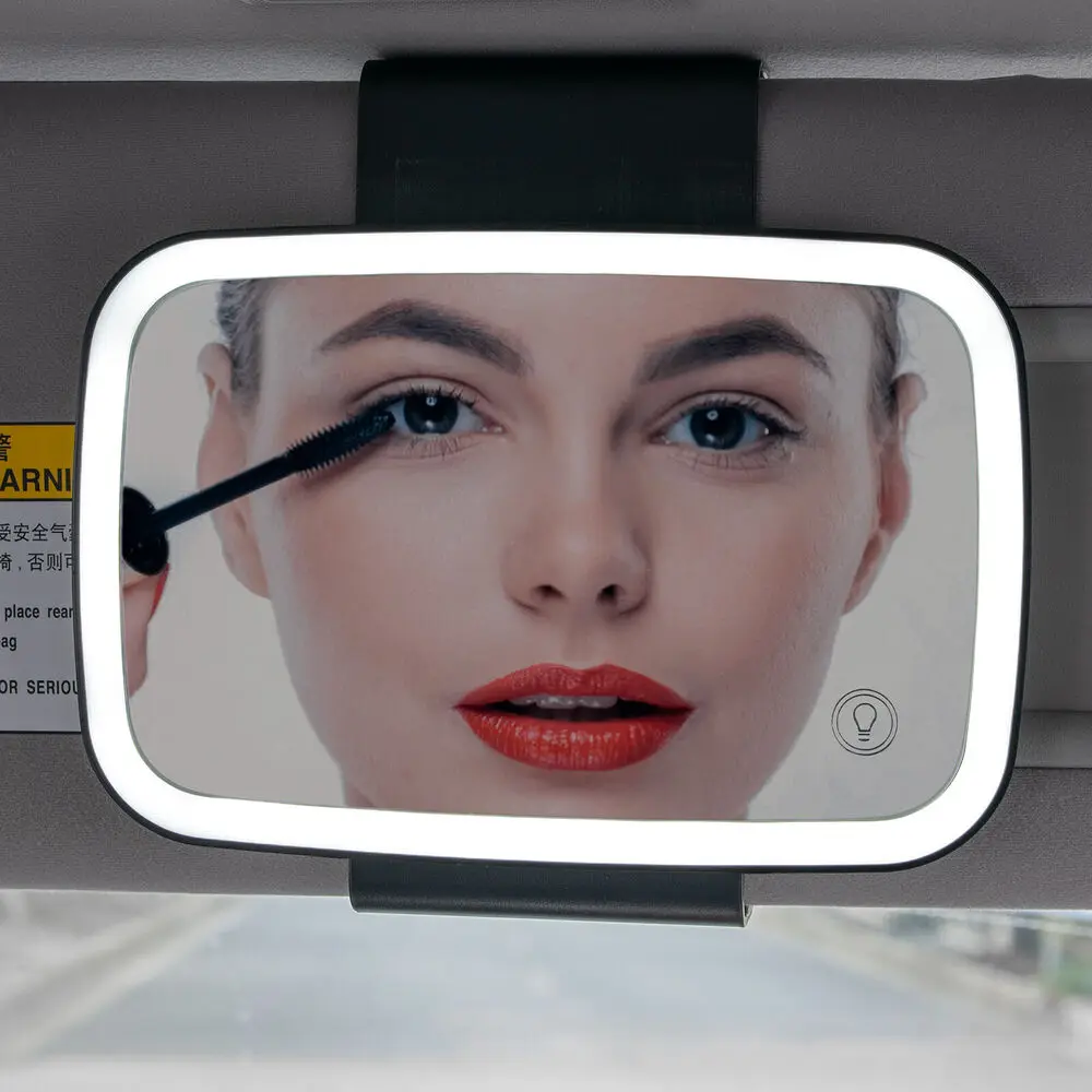 Car Sun Visor vanity Makeup LED Light Mirror Sun-shading Touch Cosmetic Clip