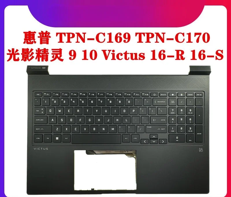 For  HP, Light and Shadow Genie 9 10 Victus 16-R 16-S TPN-C169 C170 C Case, Palm RGB Backlit Keyboard D B  A Case  AP993000201