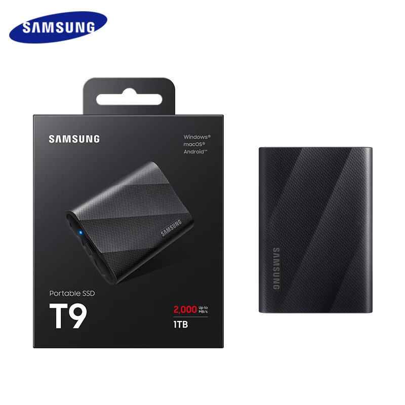SAMSUNG T9 Portable SSD USB3.2 Gen2X2 NVMe Read/Write Speeds 2000MB/s 1T 2T 4T with AES 256-bit Encryption For PC/laptop/Camera