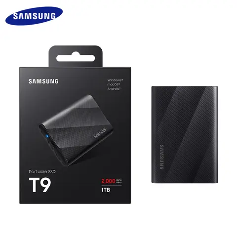SAMSUNG T9 Portable SSD USB3.2 Gen2X2 NVMe Read/Write Speeds 2000MB/s 1T 2T 4T with AES 256-bit Encryption For PC/laptop/Camera