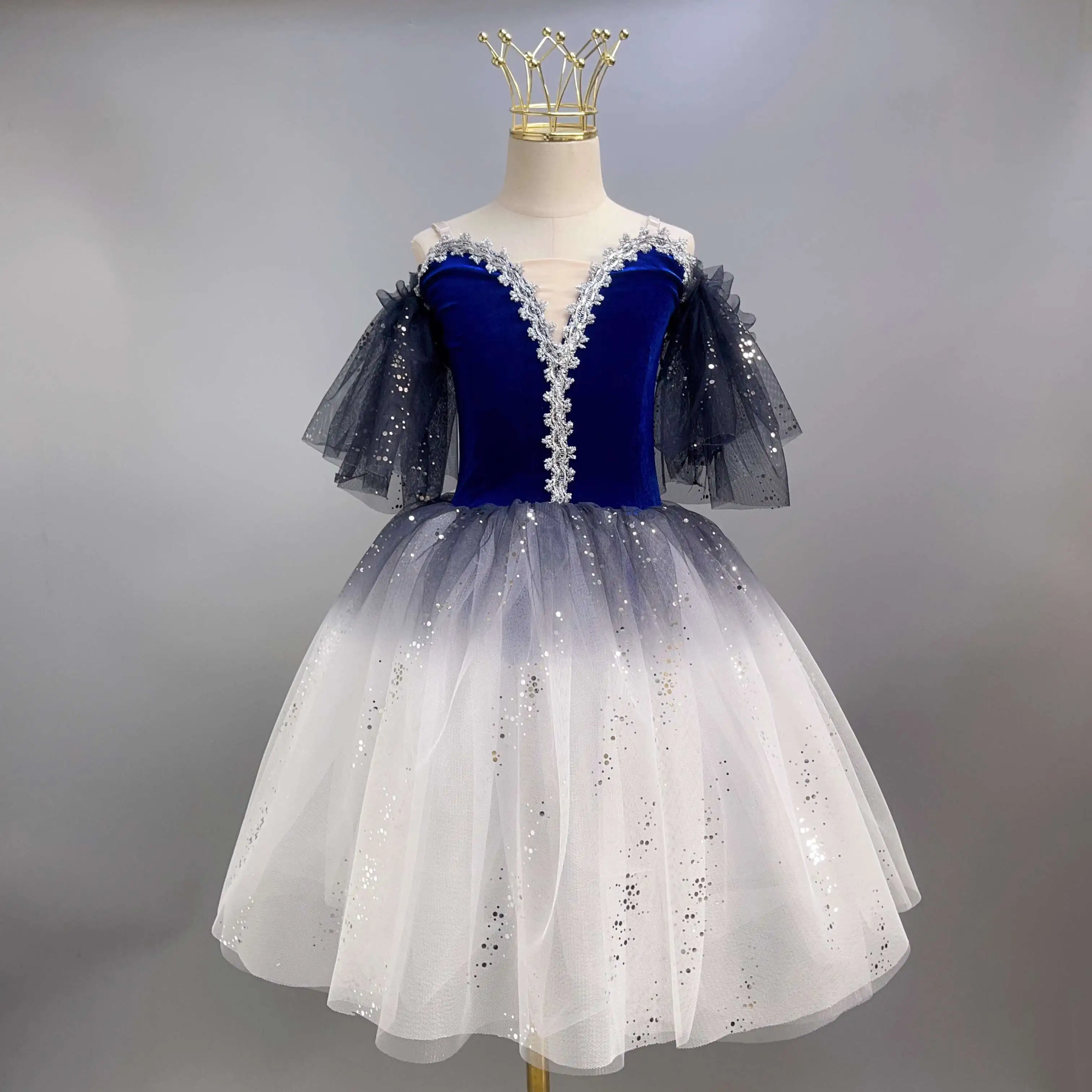Children's Day Long Soft Tulle Ballet Performance Dress for Girls Professional Swan Lake Dance Dress Little Swan Performance
