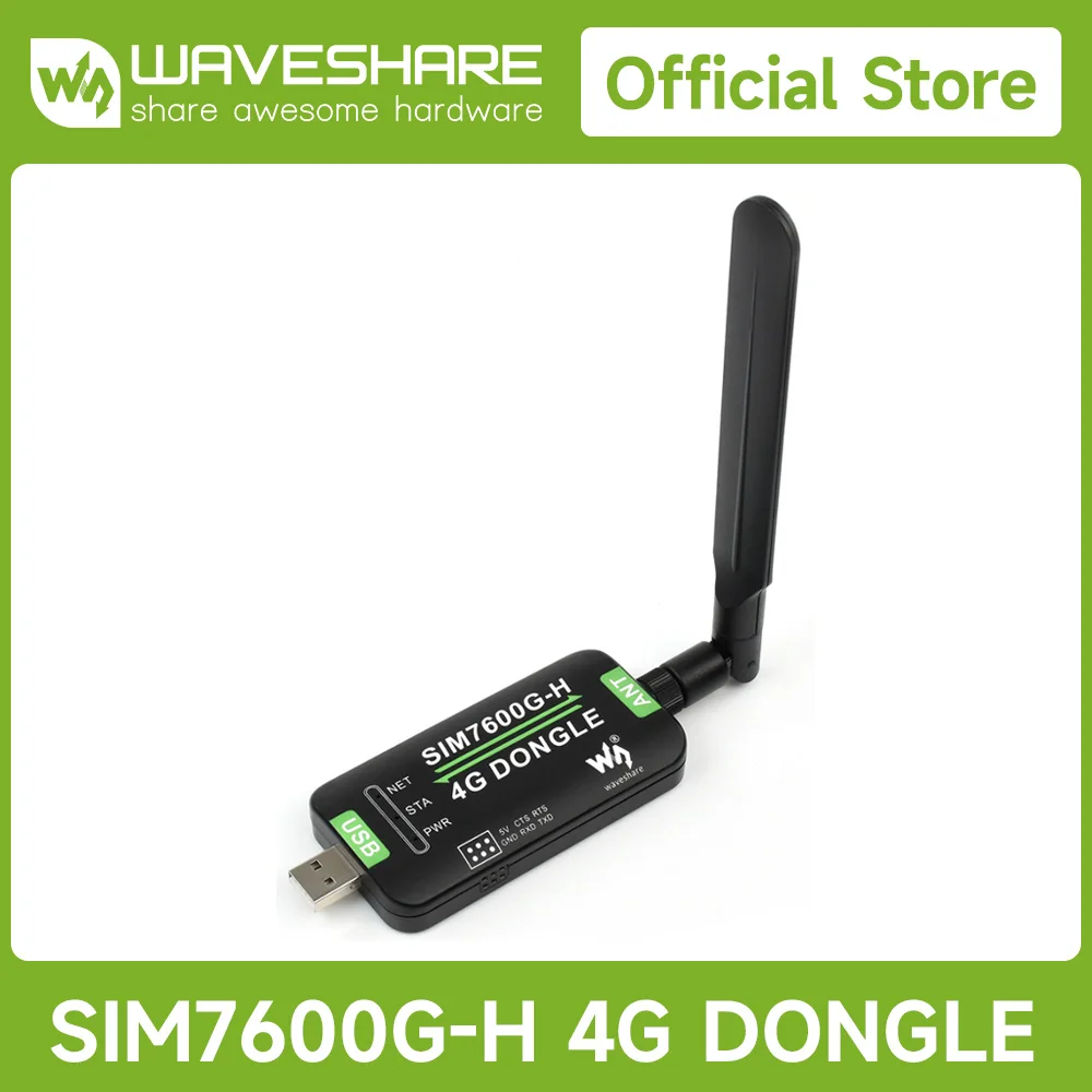 Imagem -01 - Waveshare-raspberry pi Lte ou Sim Posicionamento Gnss Banda Global Suporte pc ou Raspberry pi Sim7600g-h 4g Dongle