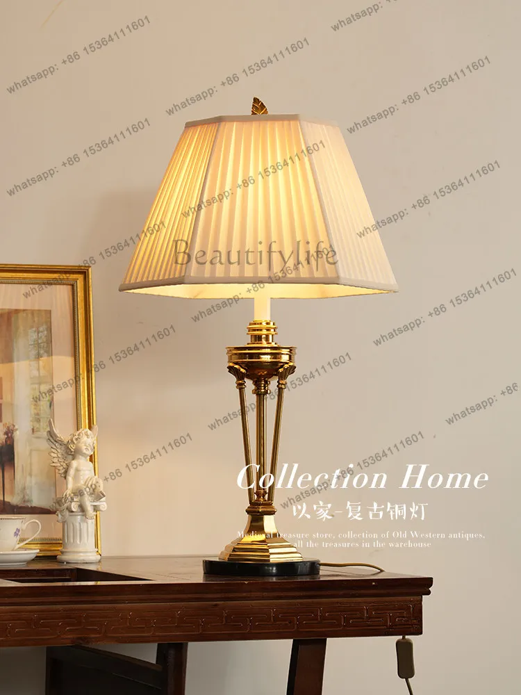 European luxury all-copper luminous ornament American retro living room bedroom bedside atmospheric decoration