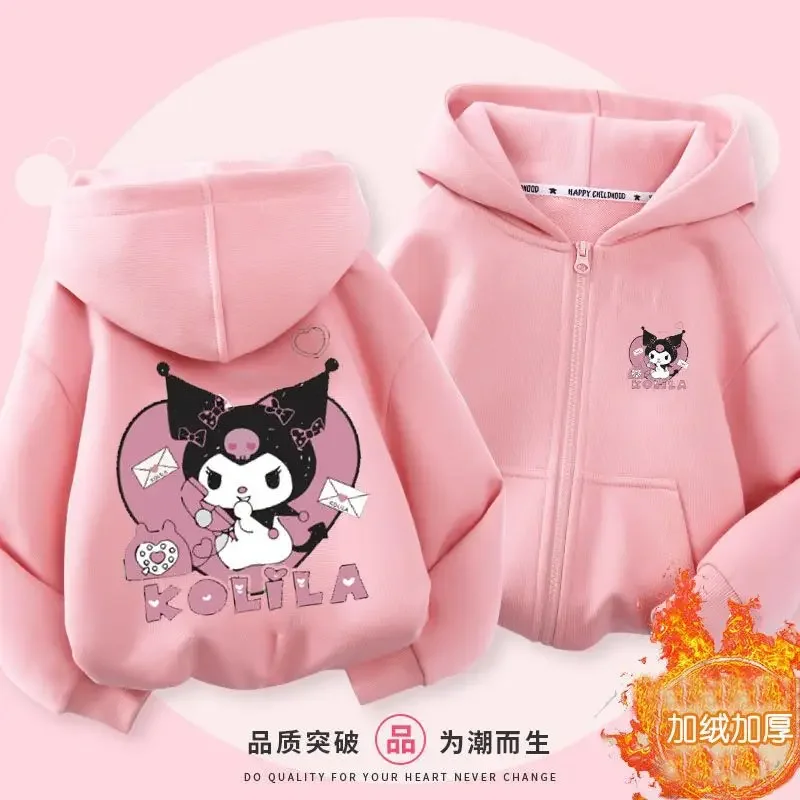 Kuromi Zipper Hoodies Girls Cinnamoroll Sweatshirt Autumn And Winter Long Sleeve Harajuku Pullovers Series Stich Casual Hooded