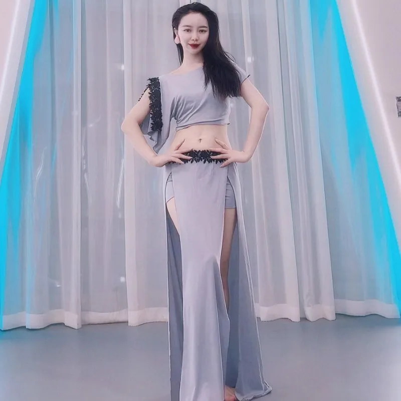 تخصيص أزياء الرقص الشرقي ممارسة البدلة مزدوجة سبليت ملابس الرقص الشرقي ممارسة مجموعة فئة موحدة