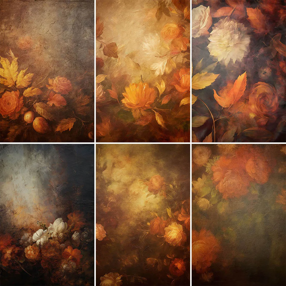 Abstract Retro Art Photography Background Hand-Painted Flowers Decora Background Pregnant Lady Baby Portrait Photo Studio Prop