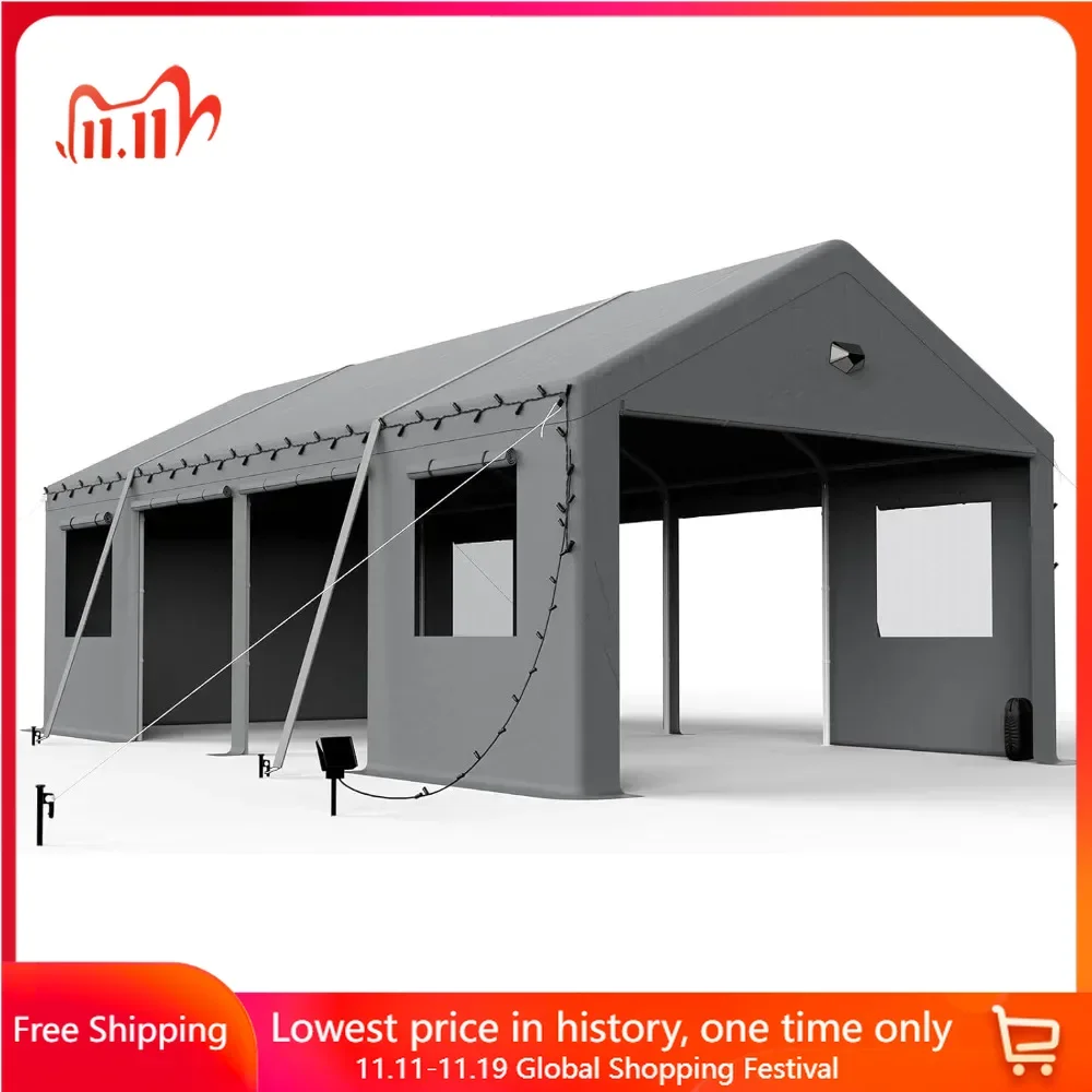 Garages, Canopies & Carports Portable Garage,Carport Sunshade with Side Rolling Doors, All-weather Car Sunshade Garden Buildings