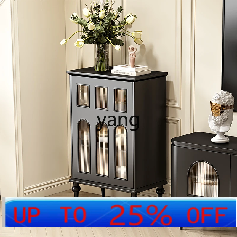 Lmm antique display cabinet entrance solid wood dining side locker living room single door movable