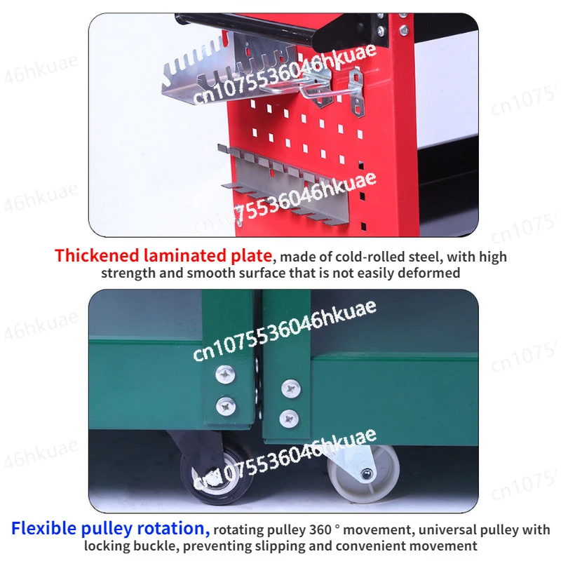 Mechanical Workshop Tools with Wheels, Tool Carts 3-layer Mobile Tool Car, Multifunctional and Heavy-duty Auto Repair Parts Car