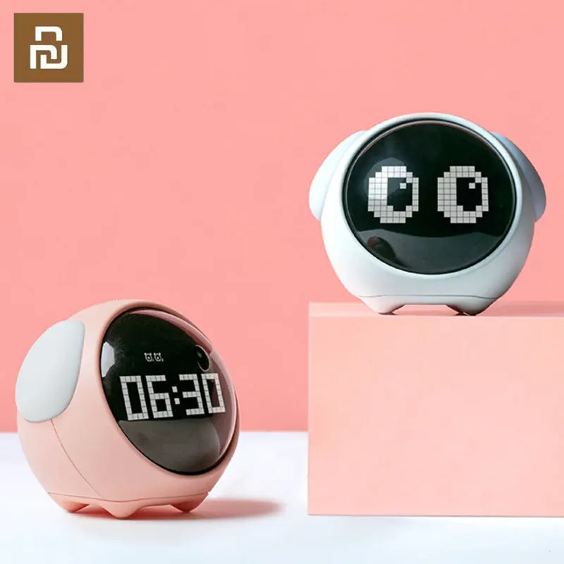 

Youpin Cute Expression Alarm Clock Snooze Child Kids Digital Alarm Clocks Voice Control Intelligence LED Night Light For Bedside