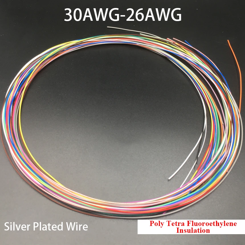 30AWG 28AWG 26AWG Multicolor Plastic PTFE Insulation Silver Plated Copper OFC STRANDED Audio Cable Signal Line Earphone Wire