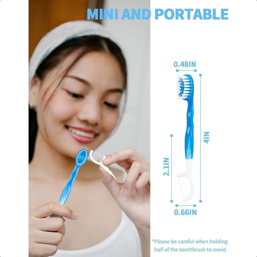 5 في 1 فرشاة أسنان صغيرة بحجم مناسب للسفر مع معجون أسنان ومكشطة لسان ملفوفة بشكل فردي مجموعة العناية بالفم المحمولة #2