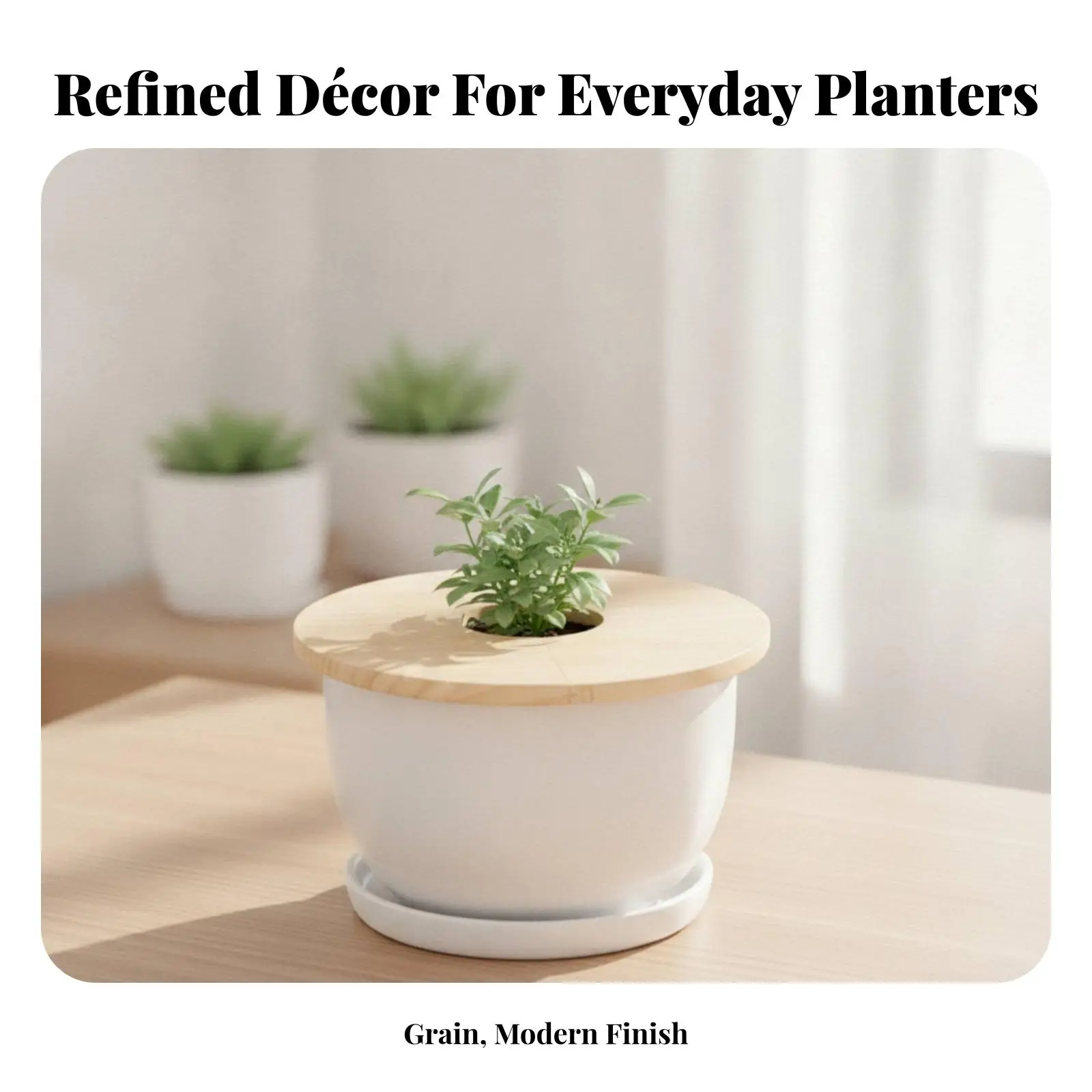 Wooden Plant Pot Cover Decorative Split Seam Design for Indoor Garden Planter Topper for Modern Home