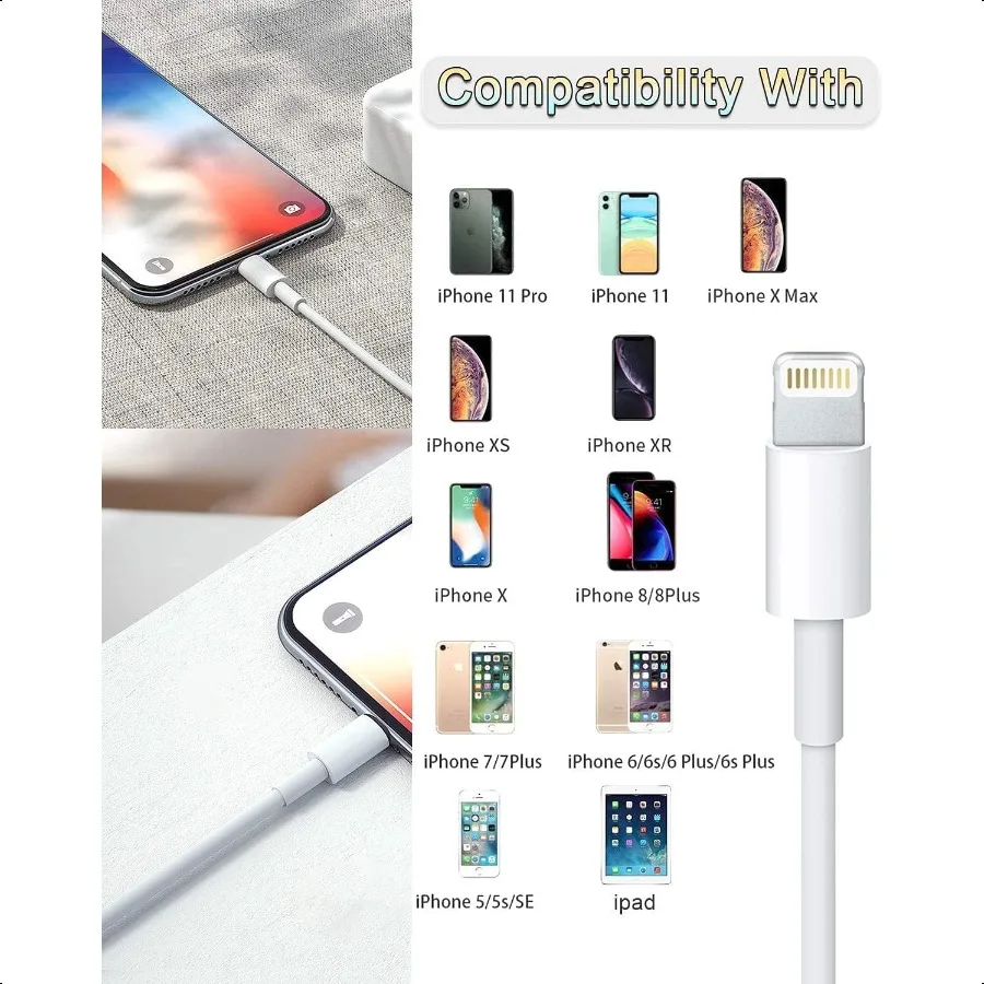 4 عبوات [معتمدة من Apple MFi] كابلات شحن Apple بطول 6 أقدام لشواحن iPhone سلك شحن سريع لهاتف iPhone 12 11 11P