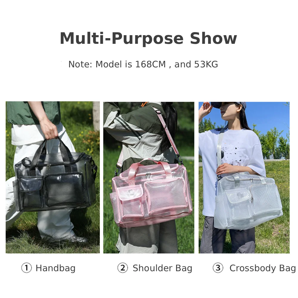 Gym Fitness Tranparent PVC Beach Bag Training Single Shoulder Sports Bag Travel Duffel Luggage Bag Swimming Beach Jelly Handbag view 3