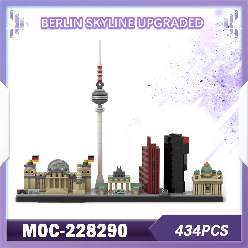 

434 шт. MOC-228290 Берлинский горизонт, обновленный строительный блок, модель кирпича, набор мелких частиц, креативное украшение для рабочего стола, подарки