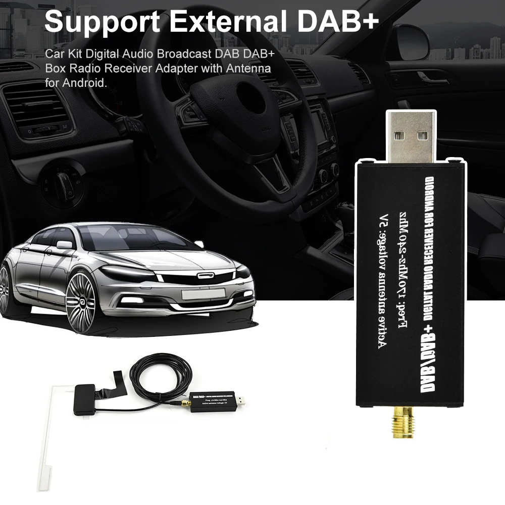 

Универсальный Приемник радиоантенны DAB с USB цифровым адаптером тюнерная коробка Android мультимедийный видеоплеер сигнальный приемник