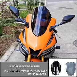 For Yamaha YZF R25 2019 2020 R3 2019-2024 Smoke Black Double Bubble Windshield Spoiler Accessories Wind Deflectore Windscreen