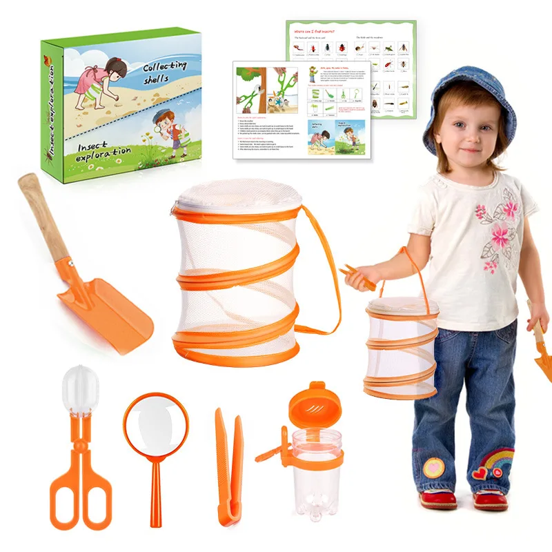 Boîte d'Observation d'Insectes Pliable, Outils d'Aventure en Plein Air, Ensemble de Pièges pour Maison d'Insectes, Outils d'Exploration de la Nature et des Sciences pour Enfant, 7 Pièces