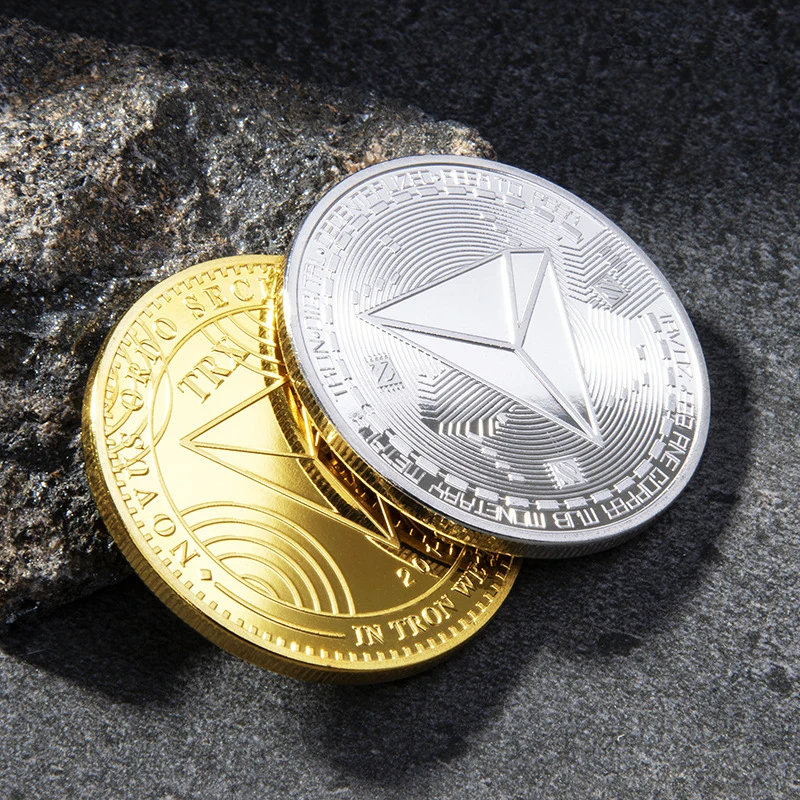 ترون عملة TRX عملة الذهب والفضة مطلي المعادن المادية تشفير TRX عملة مع علبة بلاستيكية تذكارية عملة الفن جمع هدية