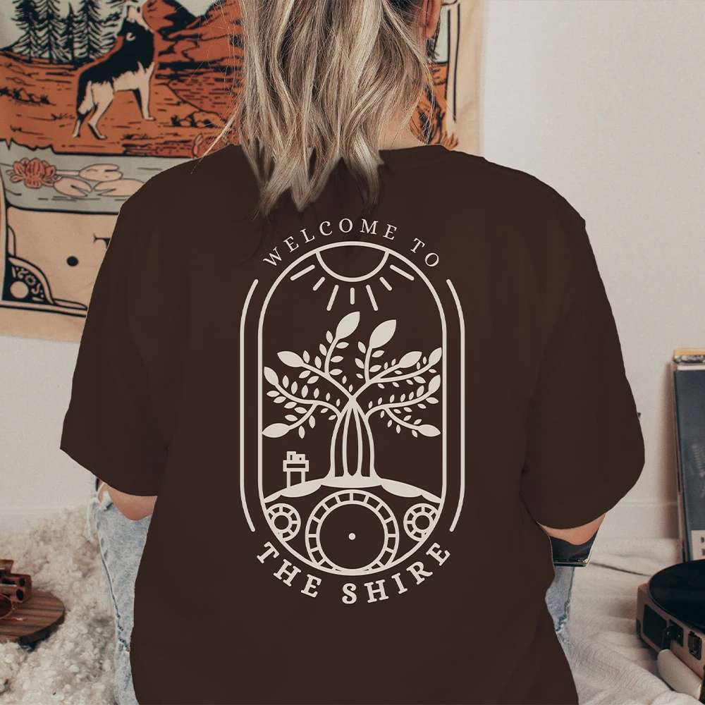 La camicia della contea Lord of hobbion Fantasy Book Lover Gift 100% cotone allentato Retro School Shirt Unisex Tee Fantasy Apparel Y2K Top