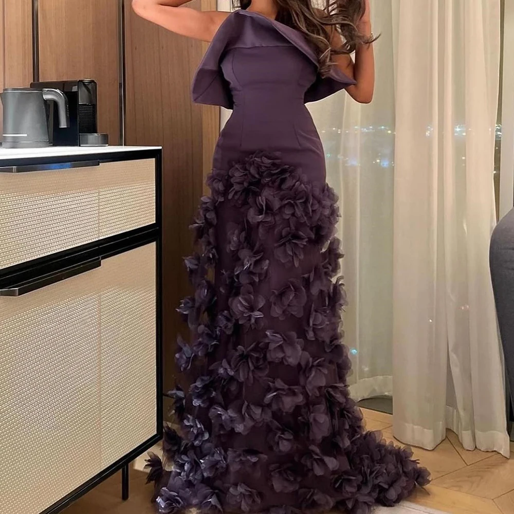 

Exquisite Court Train Flowers Jersey Evening Dresses Fashion Straight Floor Length Strapless Sleeveless Vestidos De Fiesta