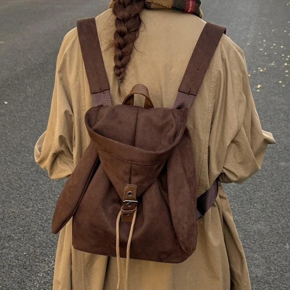 

Нишевый уникальный рюкзак с капюшоном и ушками, милый рюкзак в стиле ретро на шнурке, модный очаровательный модный школьный рюкзак на каждый день