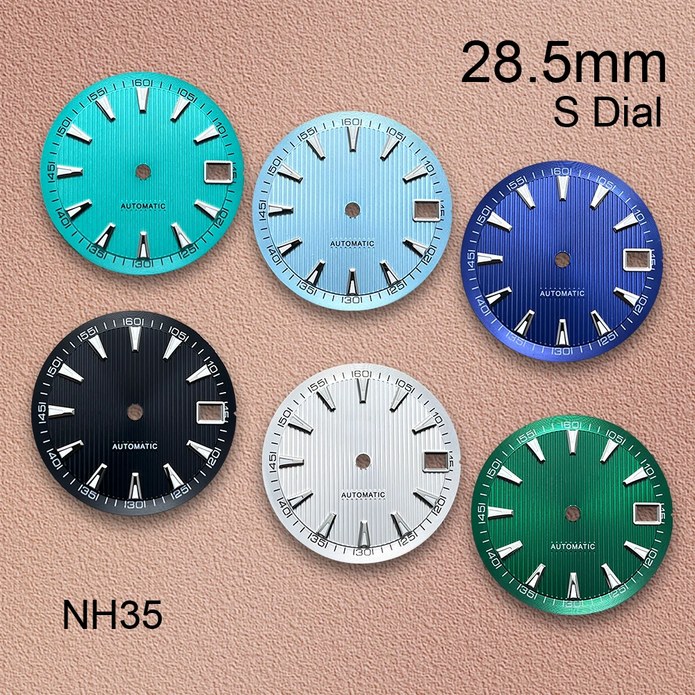 

28.5mm S Logo World Map Dial Fit NH35/NH36/4R/7S Japanese Automatic Movement Green Luminous Watch Modification Accessories