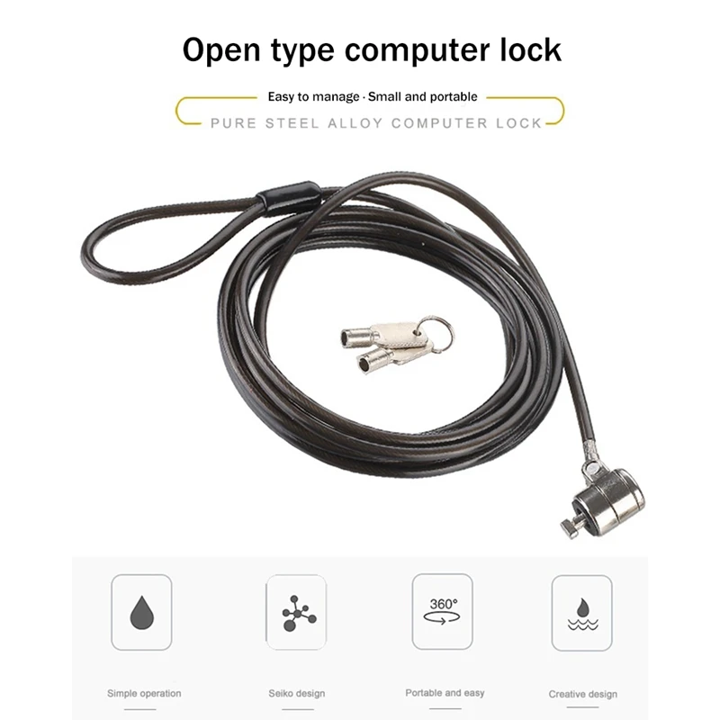 1 Set Notebook Laptop Computer Lock Laptop Anti-Theft Lock Universal Key Internet Cafe Lock Security Anti-Theft Lock