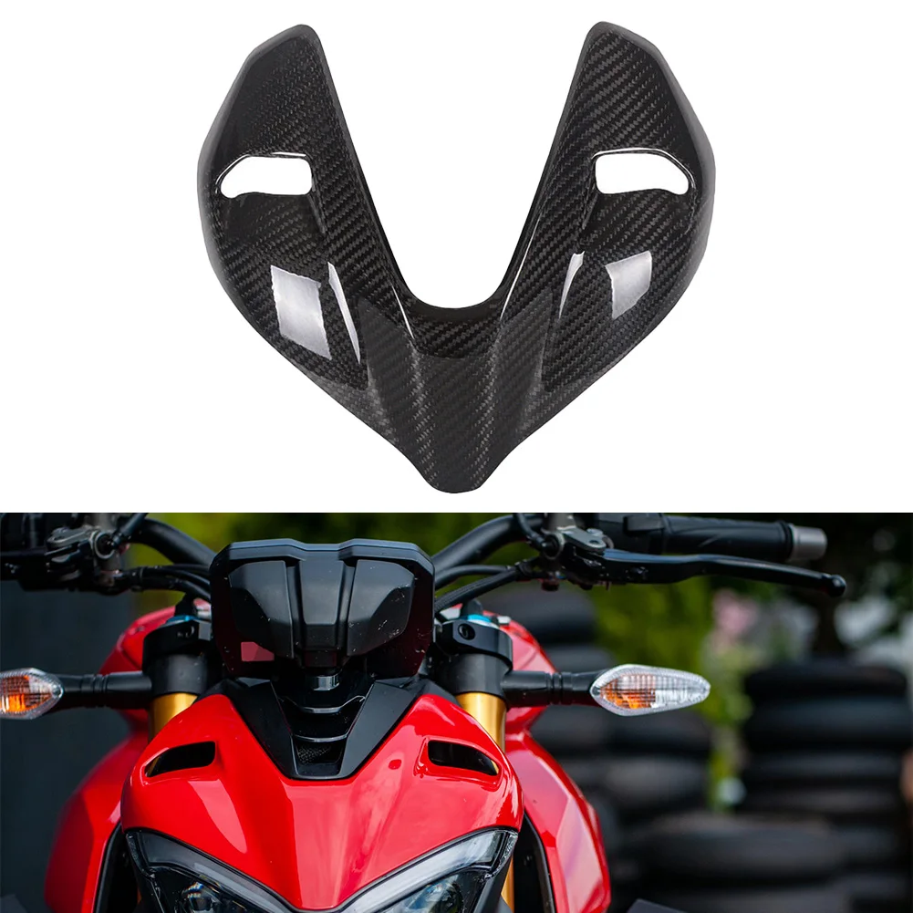 دراجة نارية ترقية ألياف الكربون الأسود مدخل هواء هدية لوحة هدية ABS المواد ل دوكاتي ستريتفايتر V4 #4