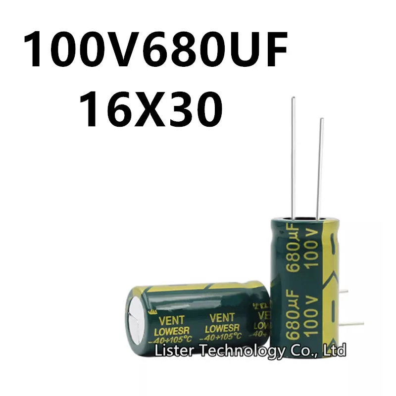 5pcs/lot 100V 680UF 100V680UF 680UF100V volume: 16X30 16*30 mm High frequency low resistance aluminum electrolytic capacitor