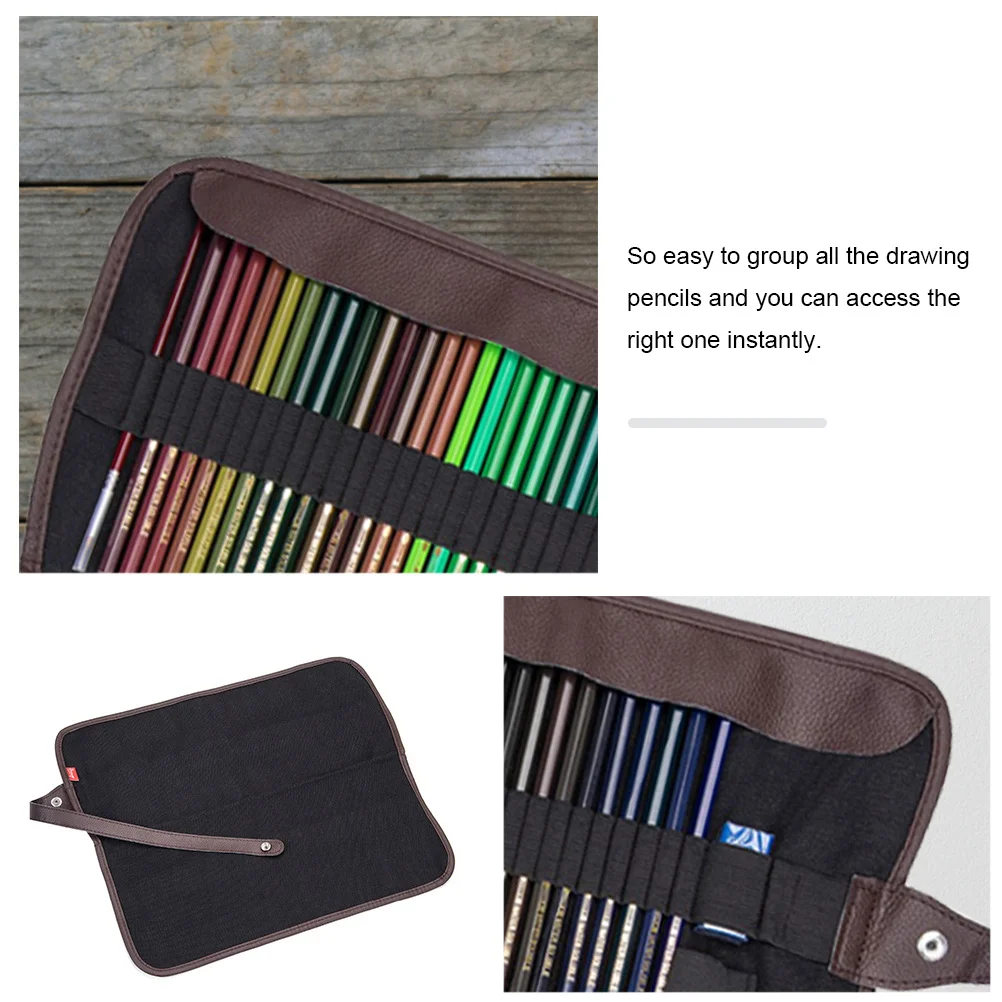 Leinwand-Bleistiftverpackungsrolle, 72 Löcher, aufrollbares Federmäppchen, großes Fassungsvermögen, Organizer, Zeichenstift, Aufbewahrungstasche, Kunst-Briefpapier-Tasche