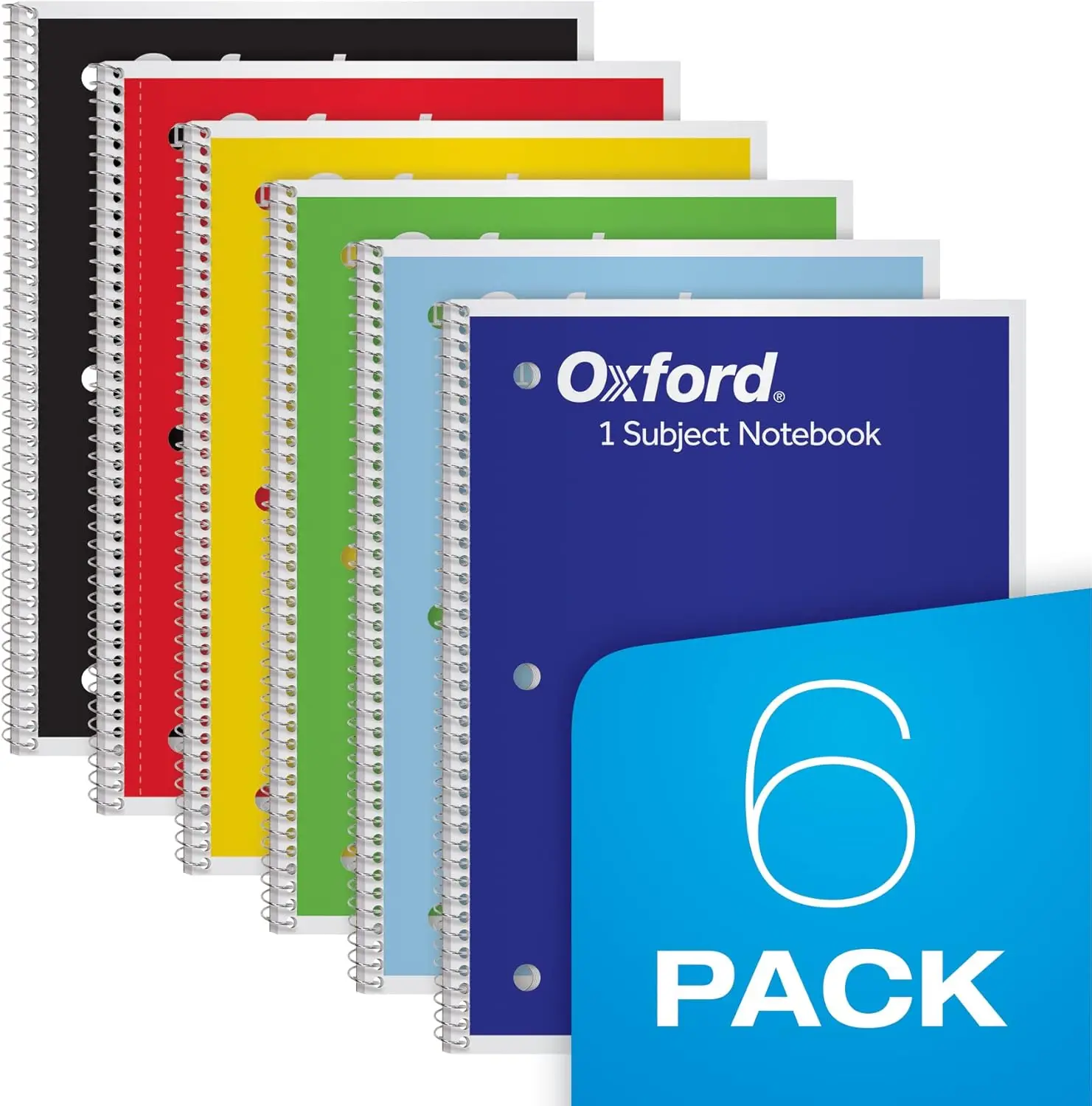 Oxford Spiral Notebook 6 Pack Loose Wide Gauge Spiral Notebook for School Use 1 Subject Journal 70 Pages