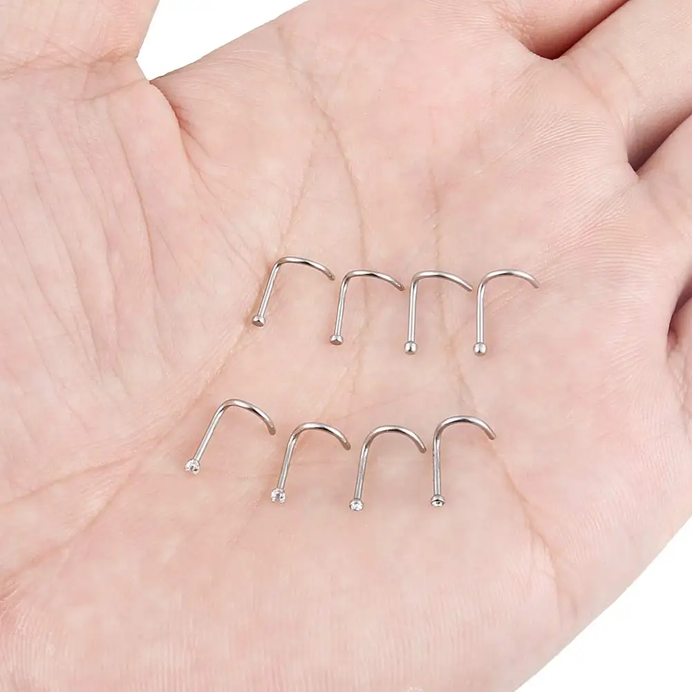 Juego de anillos de acero inoxidable para la nariz para hombres y mujeres, joyería para Piercing de fosa nasal con tornillo, 1,5mm, 2mm, 2,5mm, 3mm,