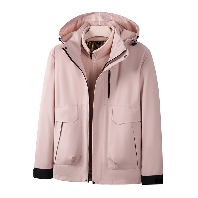 

Men's Windproof Jacket Couple's Windbreaker Three Proof Outdoor Hiking Jacket Men's Quality New Loose Casual Hooded Jacket