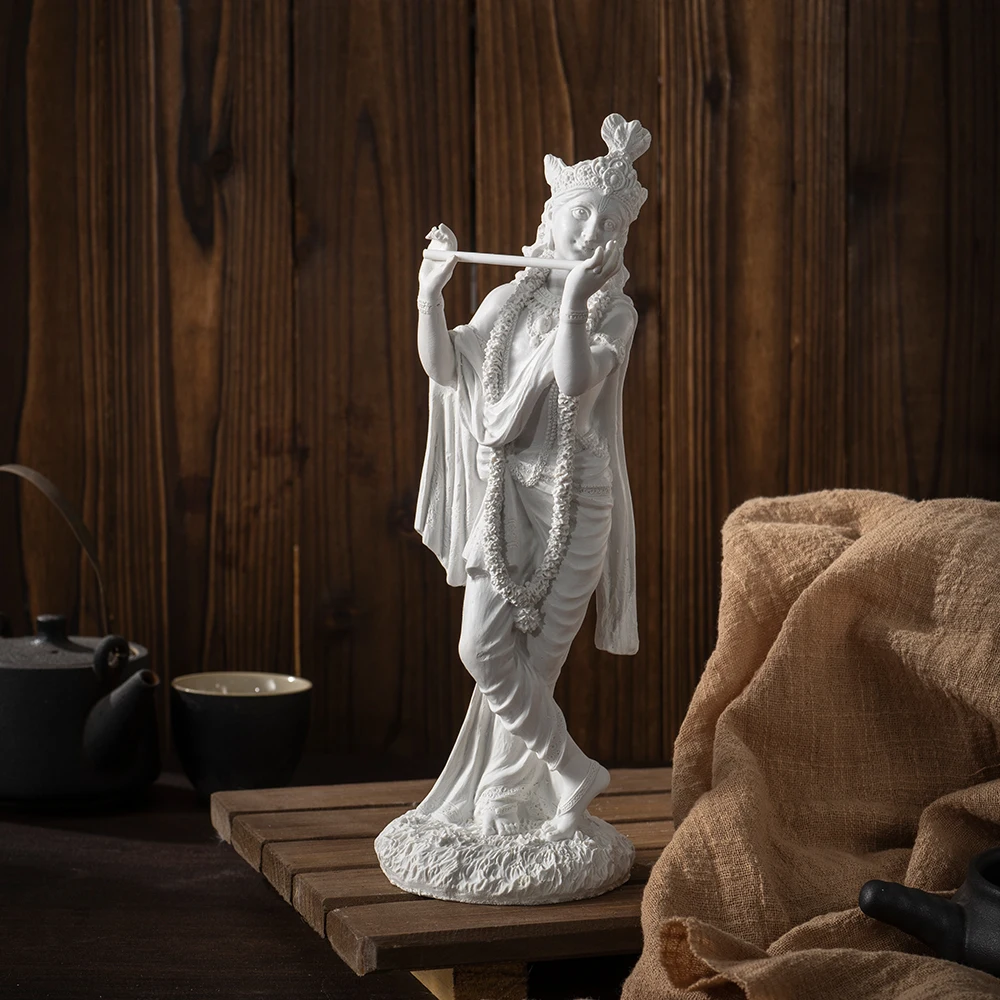 

Indian Krishna Deity Buddha Statue Southeast Asian Style Resin Sculpture Craft Home Decoration Office Living Room Desk Ornament