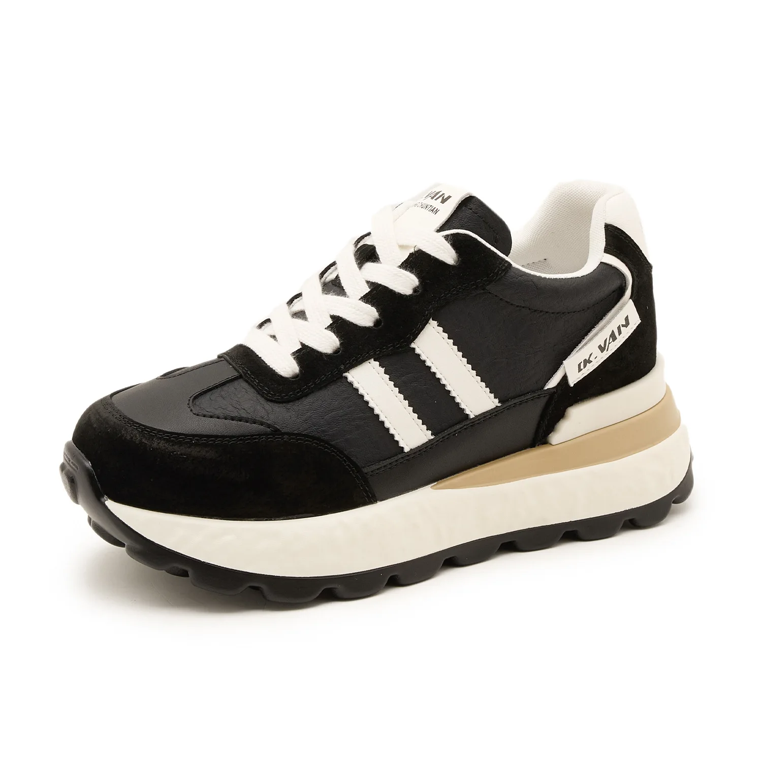 7CM Women's Genuine Leather Sports Shoes New Autumn Casual Lightweight Running Shoes Retro Chunky Sneakers Train Dad Shoes Woman