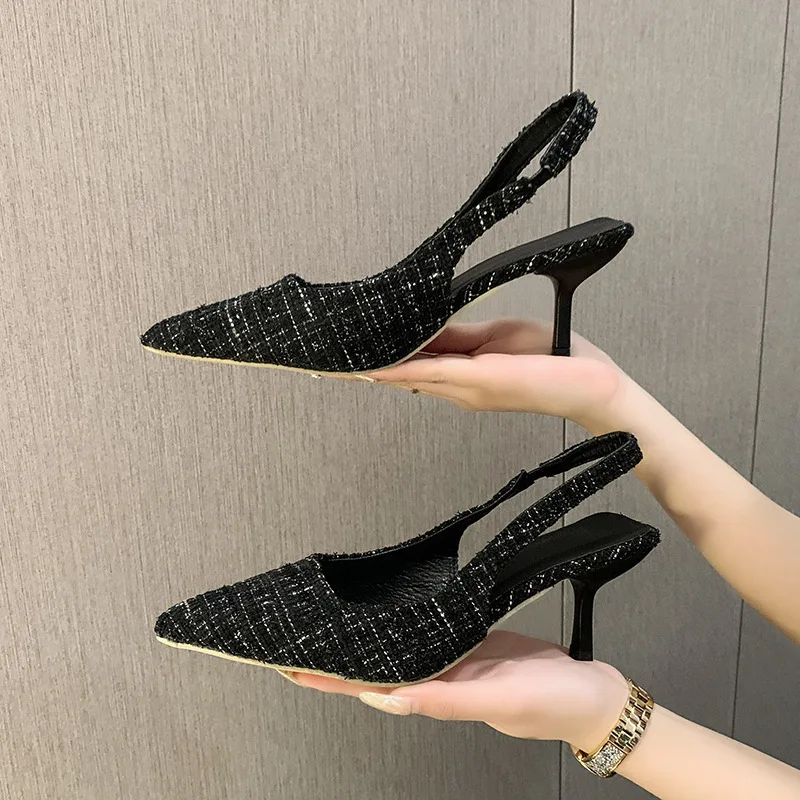 Sandales pointues à talons hauts pour femmes, chaussures simples à demi-tête, chaussures décontractées polyvalentes, mode bleue, sel de mer