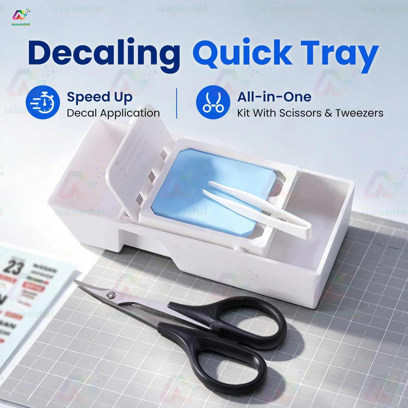 Plamokojo PMKJ008 Decaling Quick Tray with Resin Tweezers & Curved Scissors PVA Moist‑keeping Sponge for Gundam Model  Hobby