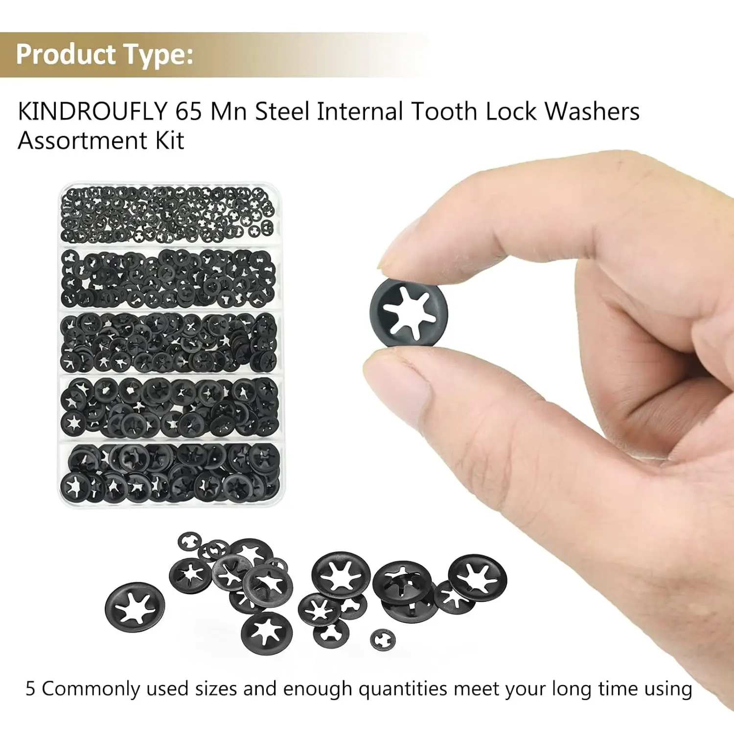 420Pcs Internal Tooth Star Lock Washers 5 Sizes Push On Fixing Clamp Assortment Kit High Strength